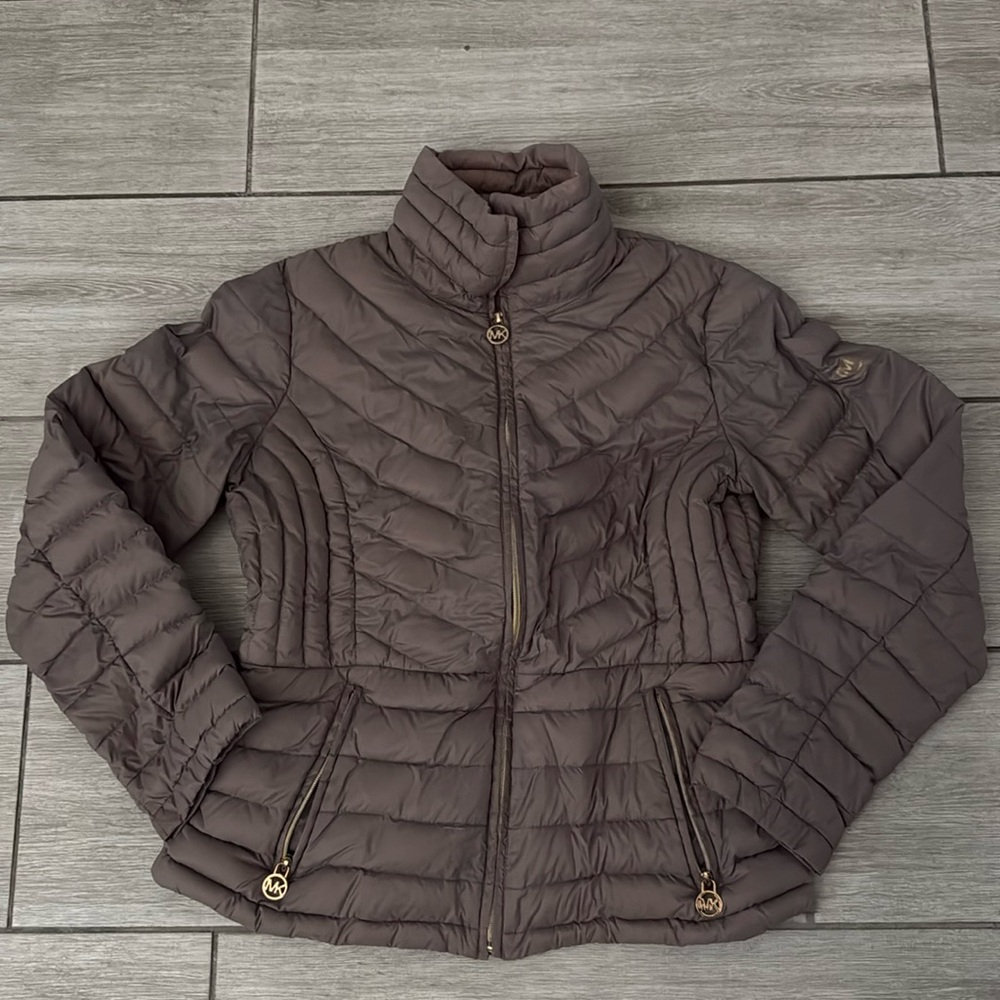 Michael Kora Lightweight Down Filled Puffer Taupe Medium